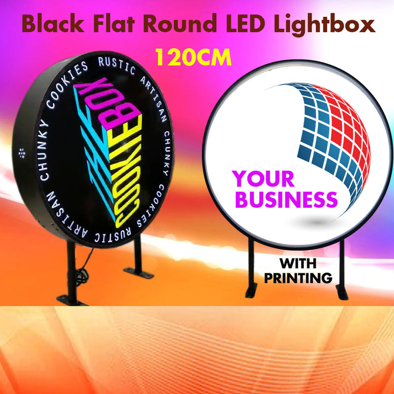 120cm Flat Black Round LED Light box